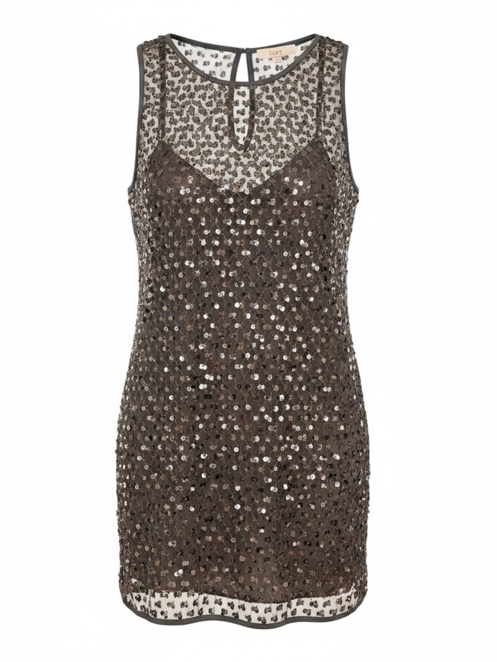 NWT LOFT, Sequin Cluster Mini Dress, Silver Sparkle, M